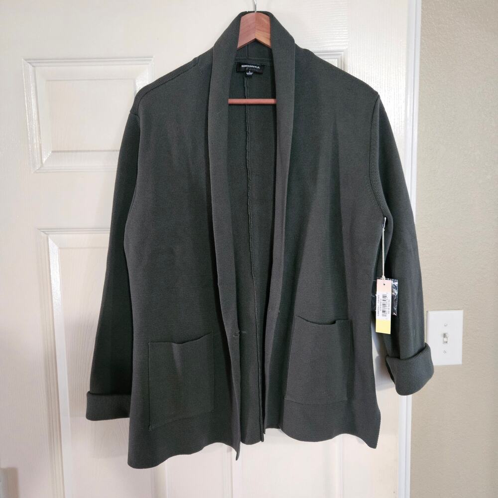 Summersalt The Ribbed Sweater Blazer Olive Green NWT L